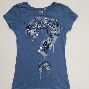 3 for $30 * GUESS silver embellished logo on faux paint splash print Slim fit